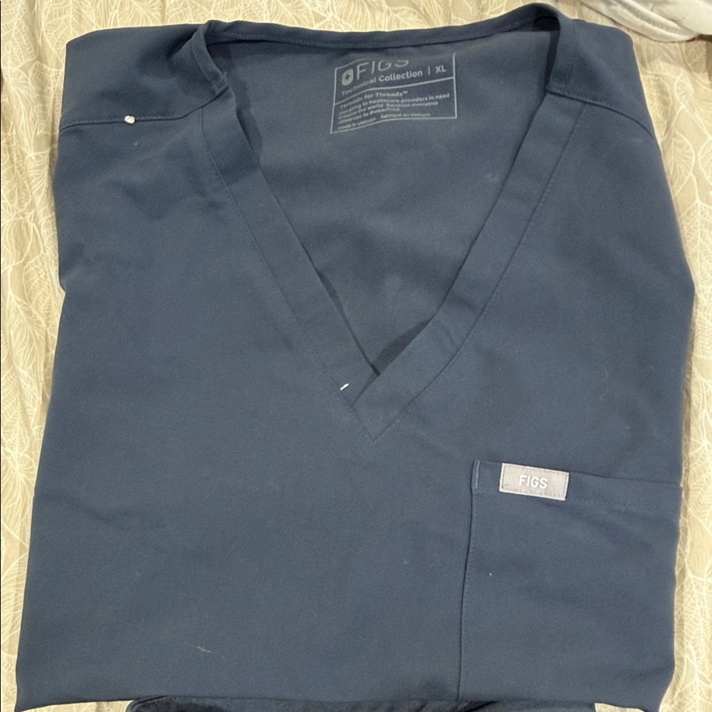 Figs Deep Blue V-Neck Scrub Top